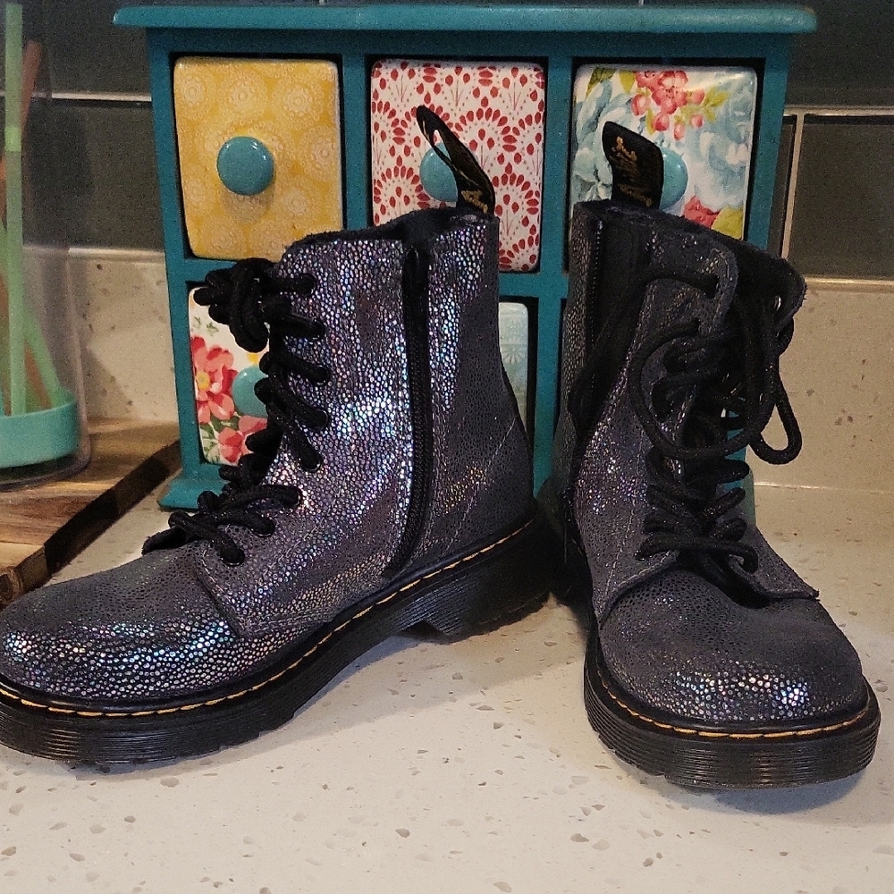 Dr. Martens Black Sparkly Combat Boots